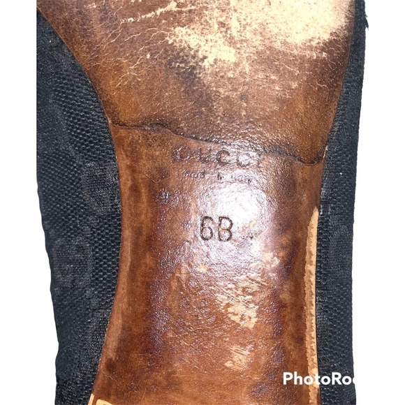 Women's Gucci GG Monogram Bamboo Horsebit Loafers Flats Shoes Size 6 Black - Picture 8 of 9